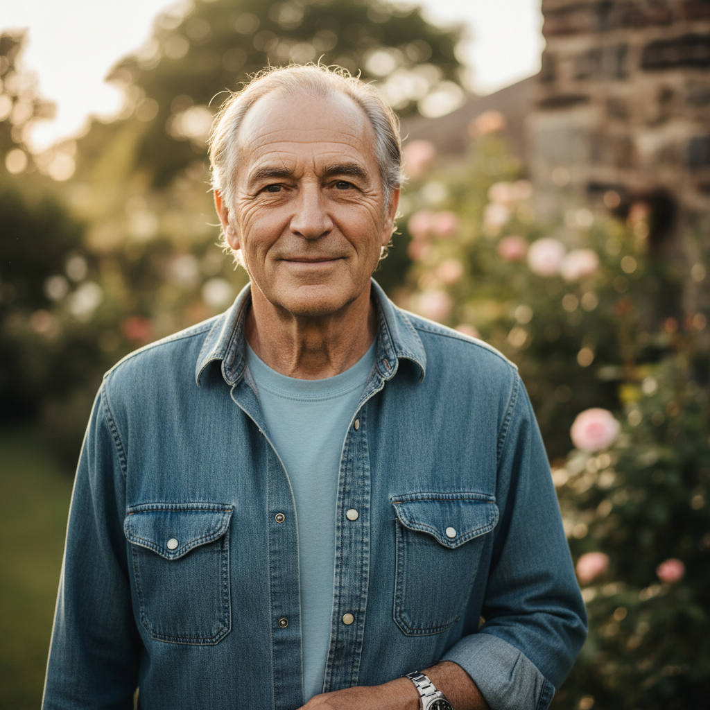 Healthy active older man enjoying life outdoors with high energy